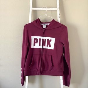 PINK Zip Up Hoodie, Size: M